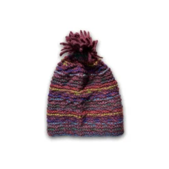 Bommelmütze dunkelrot-multicolor