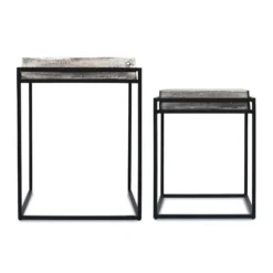 2er-Set Beistelltische quadratisch aus Metallguss
