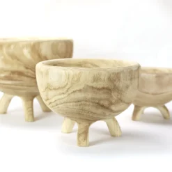 3er-Set Holzschalen mit Füßen
