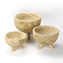3er-Set Holzschalen mit Füßen
