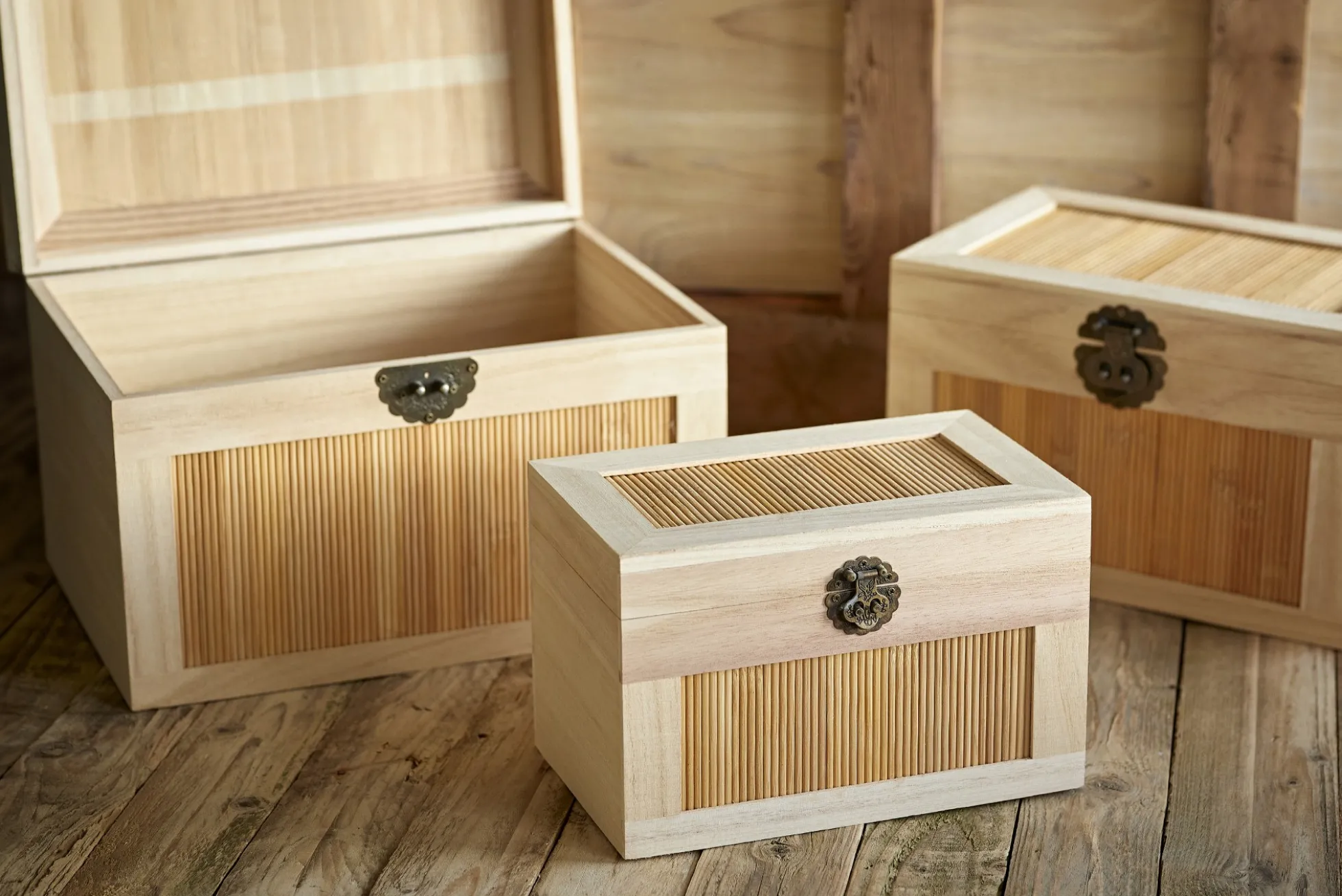 3er-Set Holztruhen