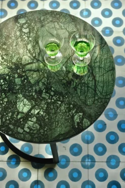 3er-Set Marmor-Beistelltisch 'Pivot' rund grün