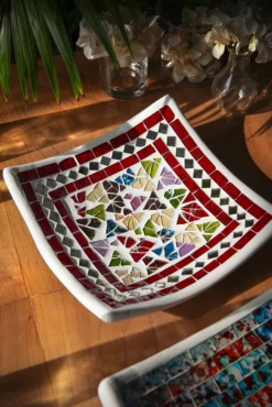 3er-Set Mosaikteller 'Tropical Flower'