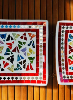 3er-Set Mosaikteller 'Tropical Flower'
