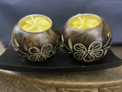 2er Teelichthalter mit Rosenkerzen