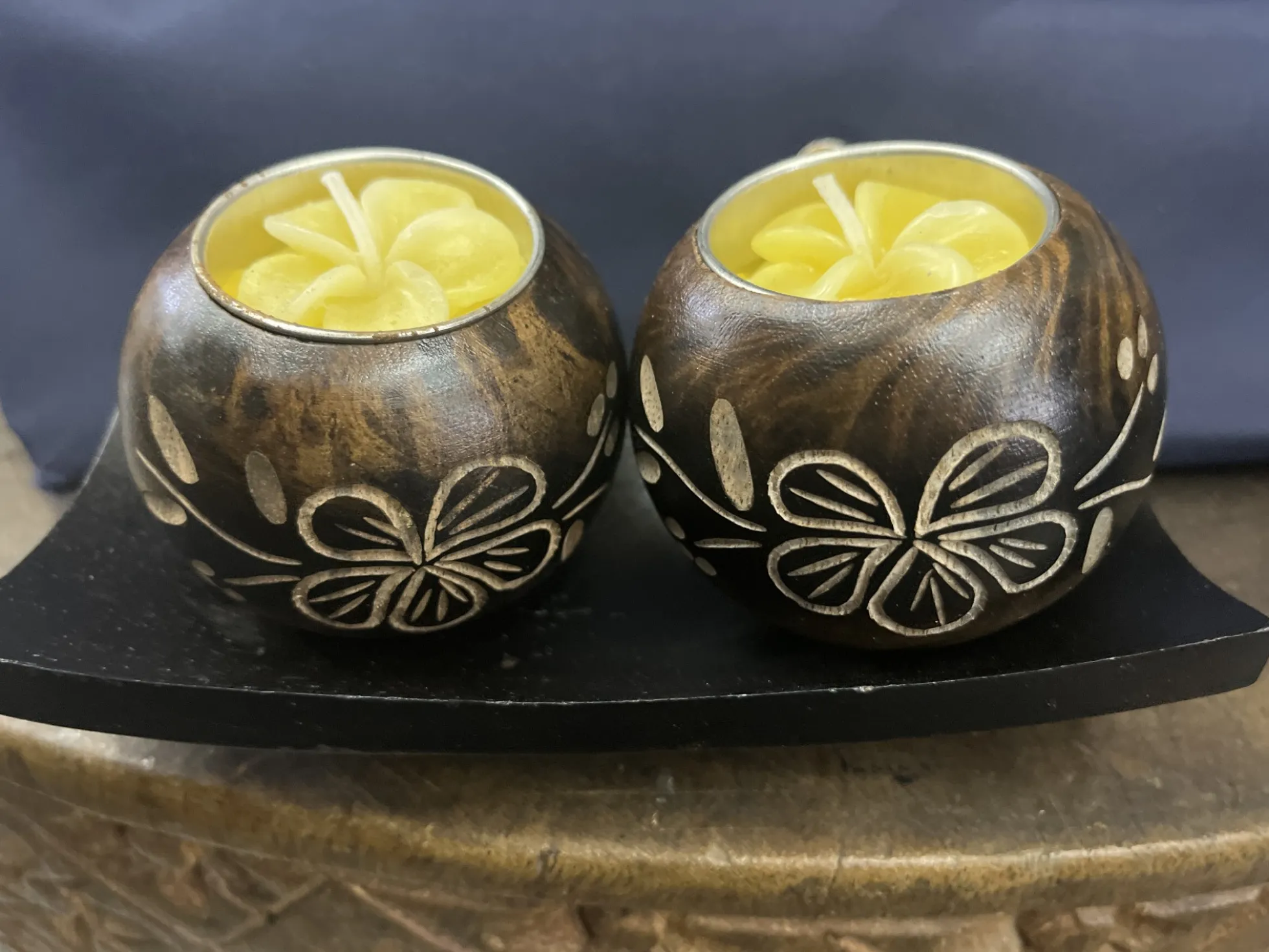 2er Teelichthalter mit Rosenkerzen
