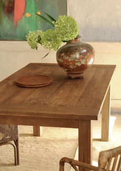 Esstisch aus recyceltem Teak ohne Schublade