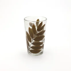 Glas 'Votive' mit echten Blättern
