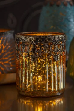 Glas-Windlicht gold