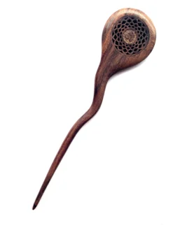 Haarnadel 'Om on Lotus' aus Holz