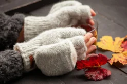 Handschuhe grau-weiß