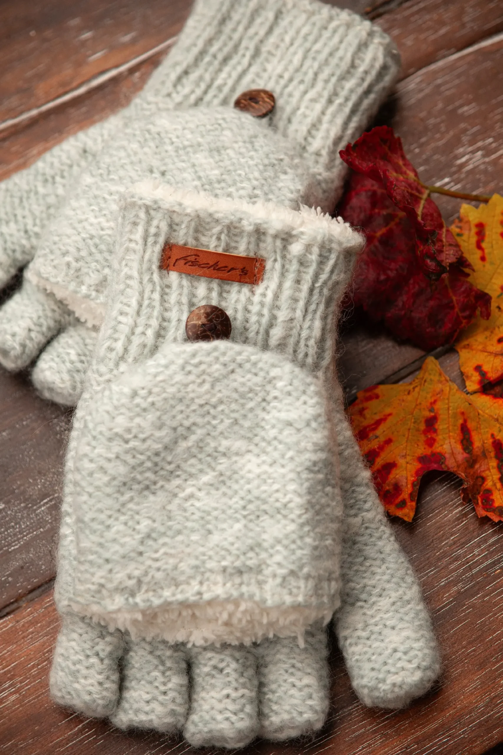 Handschuhe grau-weiß