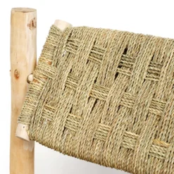 Holzbank 2-Sitzer mit Palmgrasgeflecht