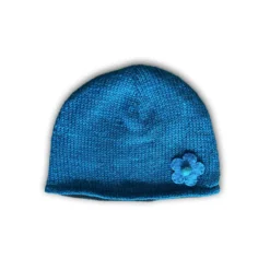 Mütze mit Filzblume blau