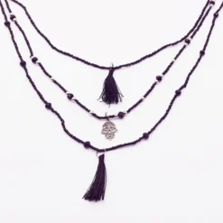 Perlen-Halskette 'Hamsa' mit Troddeln