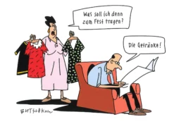 Postkarte 'Was soll ich denn zum Fest tragen?'