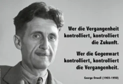 Postkarte 'Wer die Vergangenheit kontrolliert...'