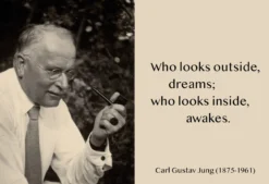 Postkarte 'Who looks outside dreams'