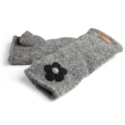 Pulswärmer grau mit Blume