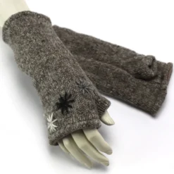 Pulswärmer grau mit Blumen