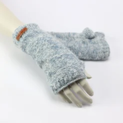 Pulswärmer 'Mohair' blau-weiß