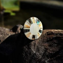 Ring aus Holz und Perlmutt