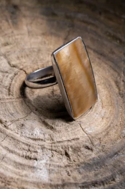 Runder Ring aus Edelstahl und Muschelharzen