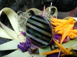 Runder Ring aus Edelstahl und Muschelharz