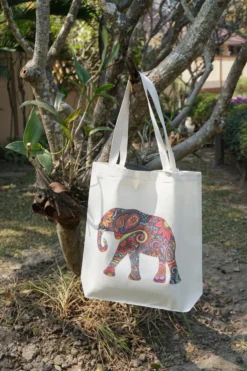 Stoffbeutel 'Elefant Blumen'