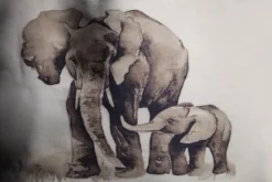 Stoffbeutel 'Elefant mit Baby'