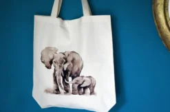 Stoffbeutel 'Elefant mit Baby'