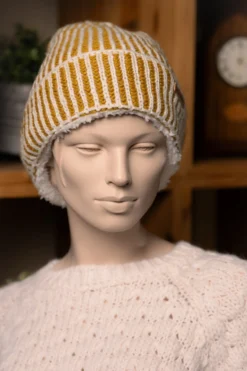 Strickmütze gelb-weiß