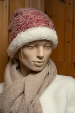Strickmütze rot-weiß meliert