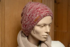 Strickmütze rot-weiß meliert