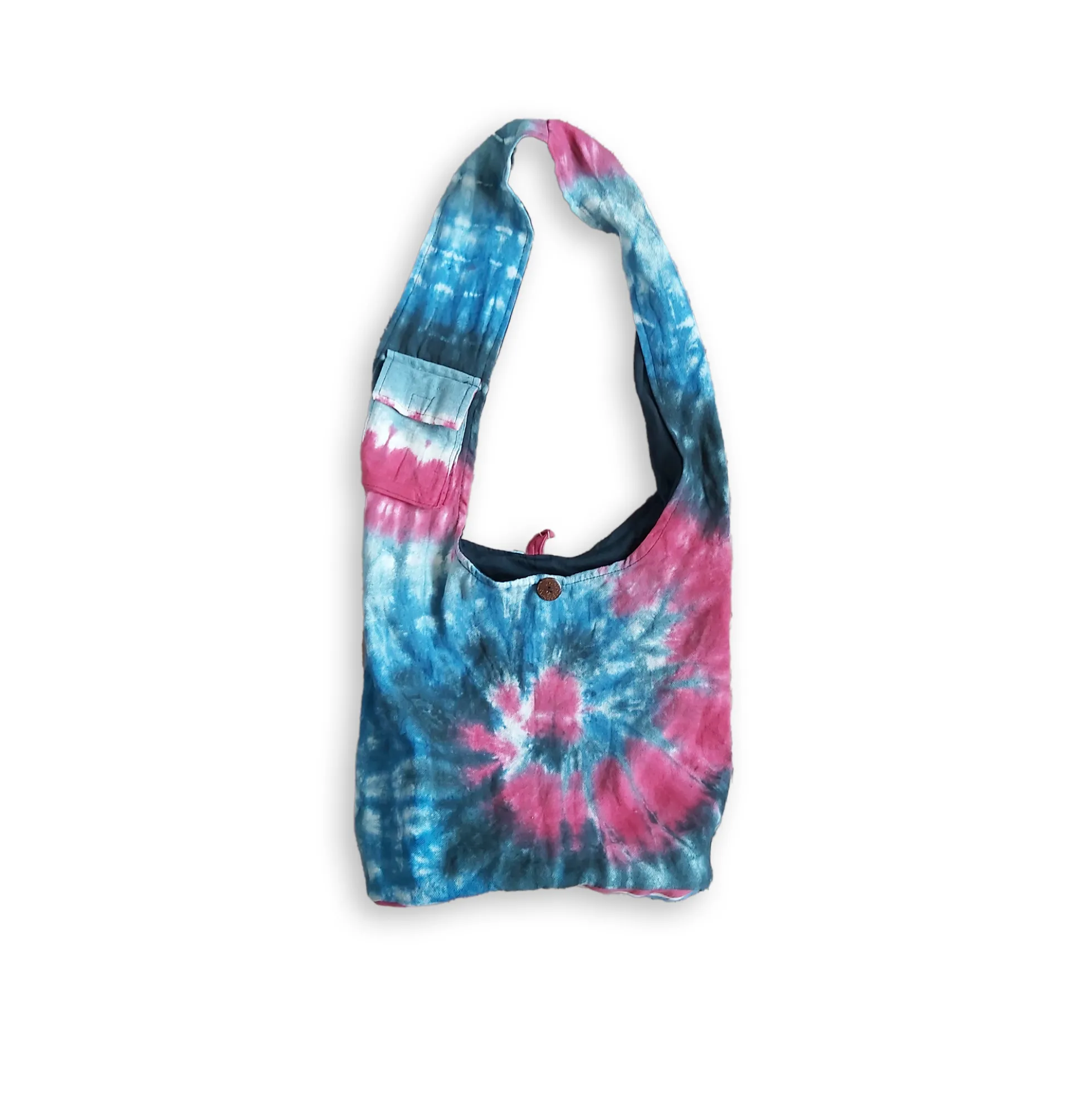 Umhängetasche Batik blau-pink