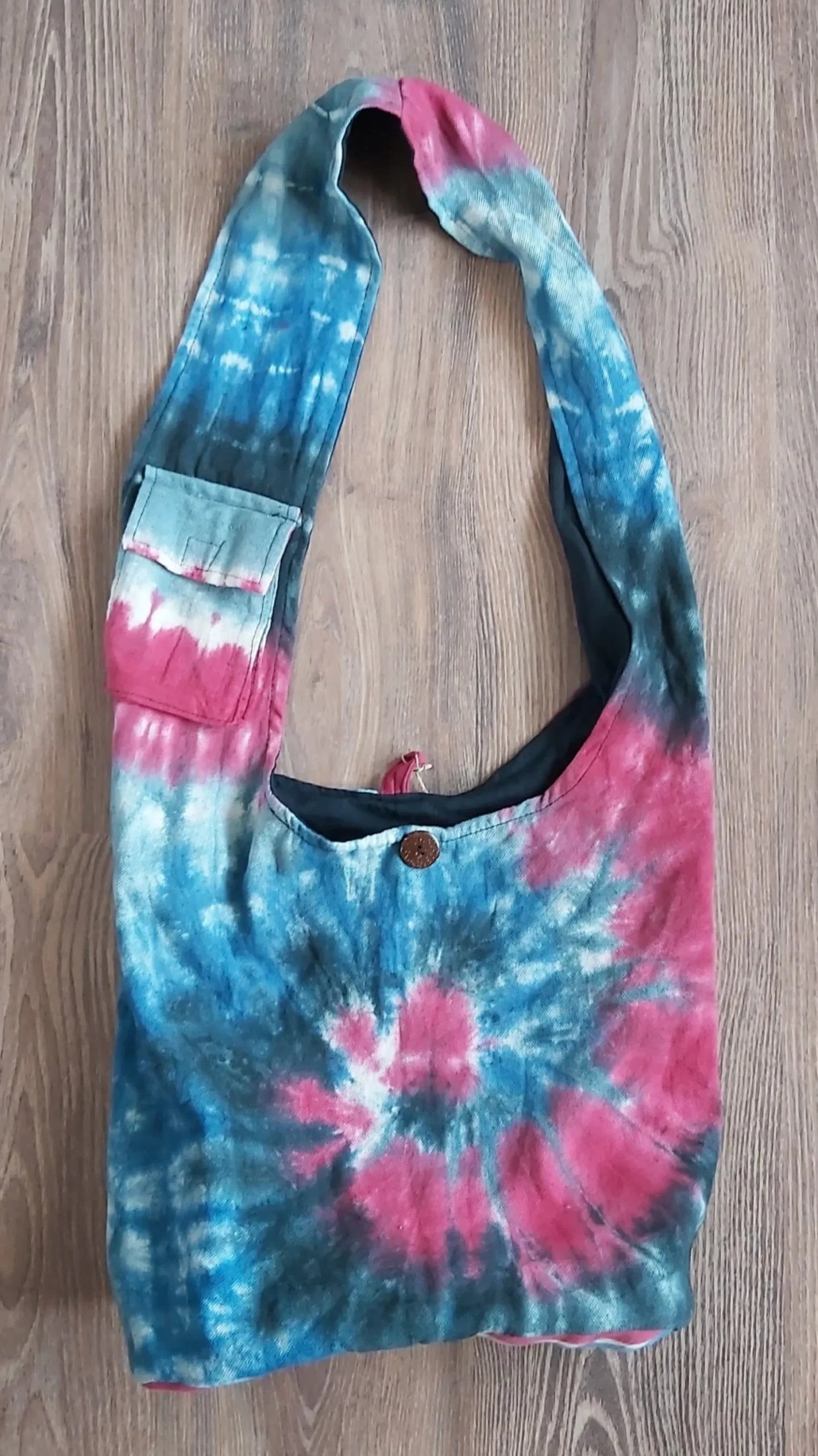 Umhängetasche Batik blau-pink