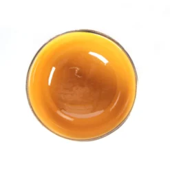 Zierschale mit Metallrand gelb
